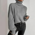 thumbnail image 1 of Dyfzdhu Winter Turtleneck Sweaters for Women Trendy Oversized Knitted Solid Color Pullover Sweater, 1 of 4