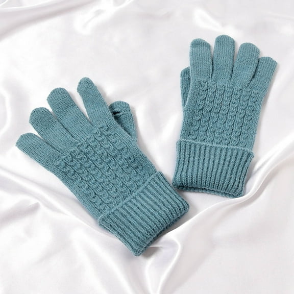 Dyfzdhu Winter Unisex Knitted Wool Warm Gloves Solid Color Fingerless Mitts Cold Gloves