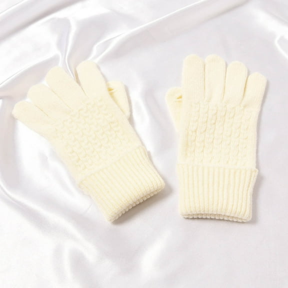 Dyfzdhu Winter Unisex Knitted Wool Warm Gloves Solid Color Fingerless Mitts Cold Gloves