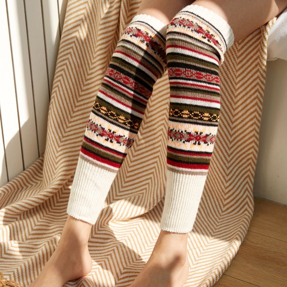 Dyfzdhu Winter Women Keep Warm Print Socks Knitting Warm Anklets Leggings Socks