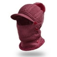 thumbnail image 1 of Dyfzdhu Winter Women Knitted Pullover Warmth Ear Protection Wool Sweater Hat Red, 1 of 3