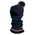 thumbnail image 1 of Dyfzdhu Winter Women Plush Warm Thickened Color Matching Knitted Hat Bib Integrated Wool Blue, 1 of 2