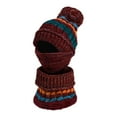 thumbnail image 1 of Dyfzdhu Winter Women Plush Warm Thickened Color Matching Knitted Hat Bib Integrated Wool Red, 1 of 2