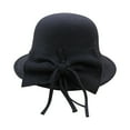 thumbnail image 1 of Dyfzdhu Women Autumn Winter Bow Knot Round Top Casual Fisherman Bucket Cap Small Bowler Hat Black, 1 of 3