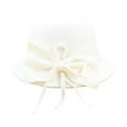 thumbnail image 1 of Dyfzdhu Women Autumn Winter Bow Knot Round Top Casual Fisherman Bucket Cap Small Bowler Hat White, 1 of 3