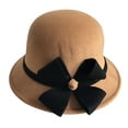 thumbnail image 1 of Dyfzdhu Women Autumn Winter Bow Knot Round Top Casual Fisherman Bucket Cap Small Bowler Hat, 1 of 3