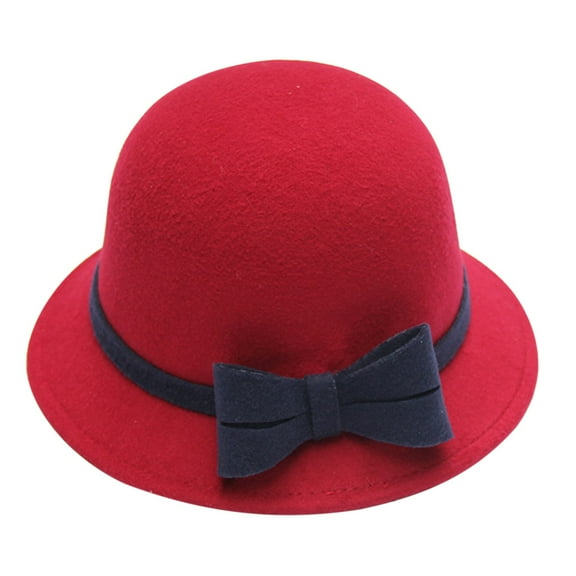 Dyfzdhu Women Autumn Winter Bow Knot Round Top Casual Fisherman Bucket Cap Small Bowler Hat