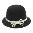 thumbnail image 1 of Dyfzdhu Women Autumn Winter Bow Knot Round Top Casual Fisherman Bucket Cap Small Bowler Hat, 1 of 3