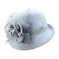thumbnail image 1 of Dyfzdhu Women Autumn Winter Flowers Round Top Casual Fisherman Bucket Cap Small Bowler Hat Gray, 1 of 2