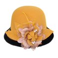 thumbnail image 1 of Dyfzdhu Women Autumn Winter Flowers Round Top Casual Fisherman Bucket Cap Small Bowler Hat Yellow, 1 of 3