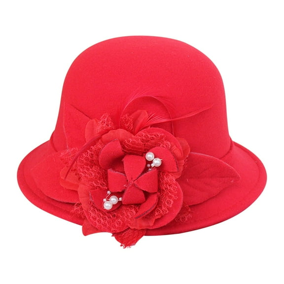 Dyfzdhu Women Autumn Winter Flowers Round Top Casual Fisherman Bucket Cap Small Bowler Hat