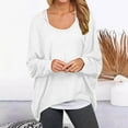 thumbnail image 1 of Dyfzdhu Women Batwing Sleeve Pullover Sweater Solid Loose Oversized Baggy Casual Knitted Top White, 1 of 5