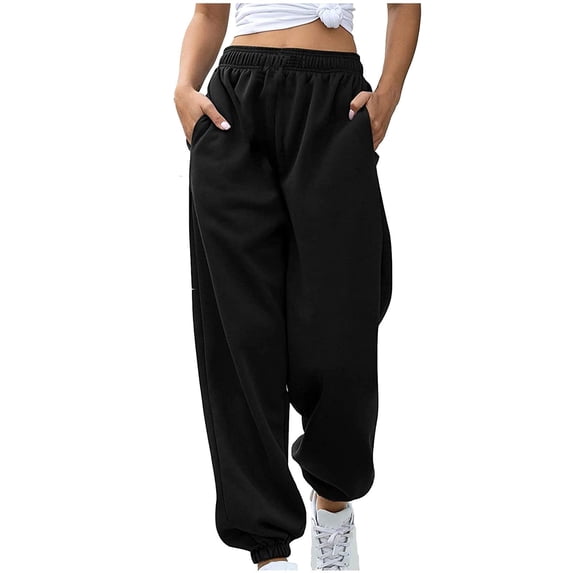 Dyfzdhu Women Bottom Sweatpants Joggers Pants Workout High Waisted Yoga Lounge Pants With Pockets Black