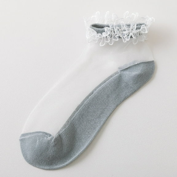 Dyfzdhu Women Casual Cute Solid Floral Mesh Splice Breathable Short Socks