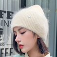 thumbnail image 1 of Dyfzdhu Women Casual Fold Hem Warm Fashion Hat Knit Solid Trim Outdoor Activities Windproof Cap Beige, 1 of 4