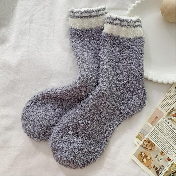 Dyfzdhu Women Casual Solid Color Coral Socks Home Socks