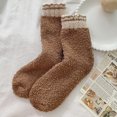 thumbnail image 1 of Dyfzdhu Women Casual Solid Color Coral Socks Home Socks, 1 of 3