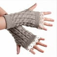 thumbnail image 1 of Dyfzdhu Women Casual Solid Knit Lace Mittens Fingerless Half Knitted Gloves Grey, 1 of 4