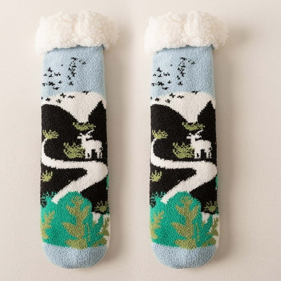 Dyfzdhu Women Cute Style Lamb Velvet Socks Autumn Winter Home Plus Velvet Thick Floor Socks