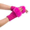 thumbnail image 1 of Dyfzdhu Women Diamond Wool Fingerless Gloves Faux Wool Half Finger Gloves Short Gloves, 1 of 1