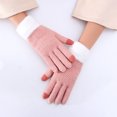 thumbnail image 1 of Dyfzdhu Women Fall Winter Casual Simple Solid Color Knitted Wool Edge Warm Gloves Pink, 1 of 4