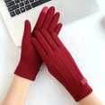 thumbnail image 1 of Dyfzdhu Women Fall Winter Keep Warm Screen Thin Gloves Cycling Drive Fashion Elegant Letter Mark Windproof Red, 1 of 4