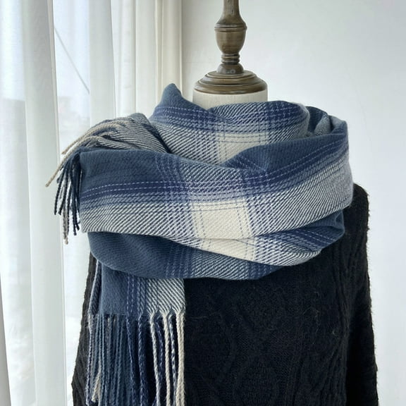 Dyfzdhu Women Fall Winter Scarf Classic Scarf Warm Soft Large Blanket Wrap Shawl Scarves Navy