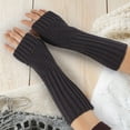 thumbnail image 1 of Dyfzdhu Women Fashion Knitted Arm Sleeve Fingerless Winter Gloves Soft Warm Mitten Dark Gray, 1 of 5