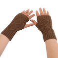 thumbnail image 1 of Dyfzdhu Women Fashion Knitted Plush Twist Windproof Warm Thickened Fingered Plus Fleece Gloves Brown, 1 of 2
