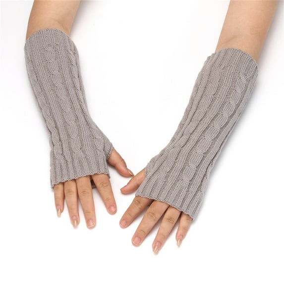 Dyfzdhu Women Fashion Knitted Plush Twist Windproof Warm Thickened Fingered Plus Gloves Grey