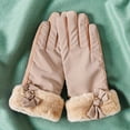 thumbnail image 1 of Dyfzdhu Women Fashion Warm Gloves Outdoor Riding Driving Cute Bow Plus Fleece Touched Screen NonSlip Gloves Khaki, 1 of 3