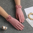 thumbnail image 1 of Dyfzdhu Women Fashion Warm Gloves Outdoor Riding Driving Cute Bow Plus Fleece Touched Screen NonSlip Gloves Pink, 1 of 4