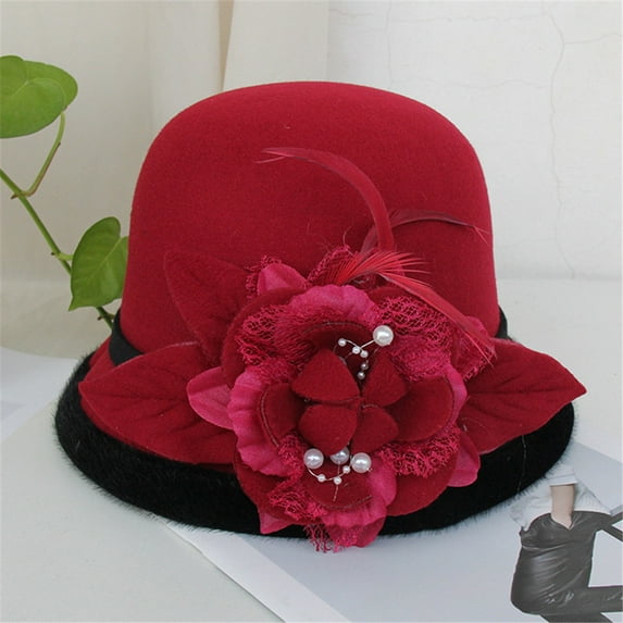 Dyfzdhu Women Fashion Wool Beret French Style Painter Hat Cap Vintage Warm Party Top Red