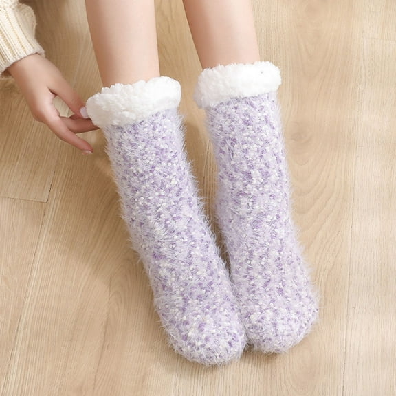 Dyfzdhu Women Floor Socks Adult Snow Socks Sleep Socks Carpet Socks Autumn And Winter Home Warm Thickened Plush Slippers Socks