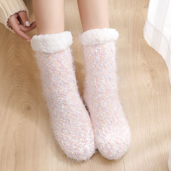 Dyfzdhu Women Floor Socks Adult Snow Socks Sleep Socks Carpet Socks Autumn And Winter Home Warm Thickened Plush Slippers Socks