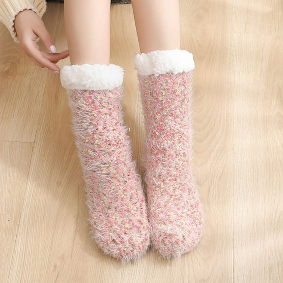 Dyfzdhu Women Floor Socks Adult Snow Socks Sleep Socks Carpet Socks Autumn And Winter Home Warm Thickened Plush Slippers Socks