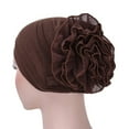 thumbnail image 1 of Dyfzdhu Women Flower Muslim Ruffle Cancer Chemo Hat Beanie Scarf Turban Head Wrap Cap Brown, 1 of 1