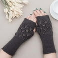 thumbnail image 1 of Dyfzdhu Women Girl Knitted Arm Fingerless Keep Warm Winter Gloves Soft Warm Mitten Dark Gray, 1 of 2