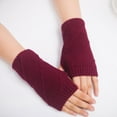 thumbnail image 1 of Dyfzdhu Women Girl Knitted Arm Fingerless Keep Warm Winter Gloves Soft Warm Mitten Wine Red, 1 of 3