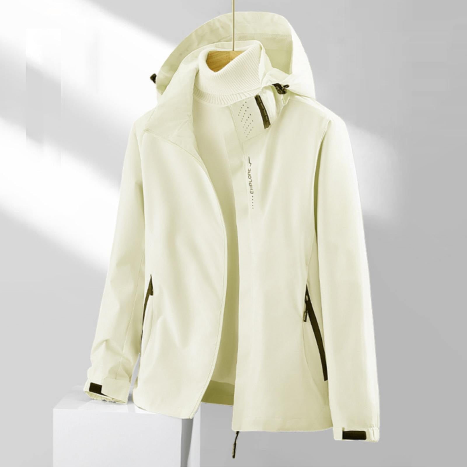 Dyfzdhu Women Hardshell Rain Jacket Detachable Hood Outdoor Waterproof