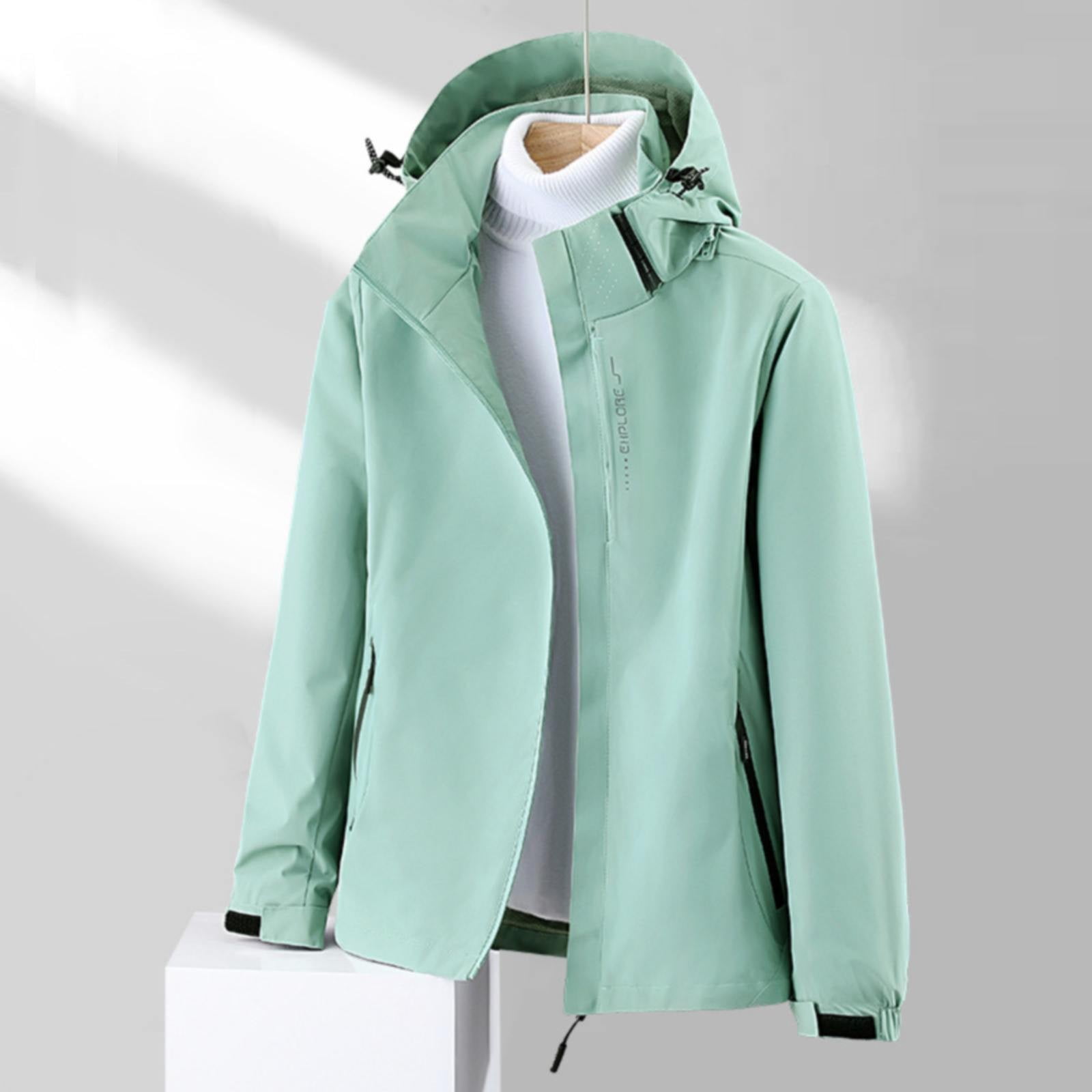 Dyfzdhu Women Hardshell Rain Jacket Detachable Hood Outdoor Waterproof
