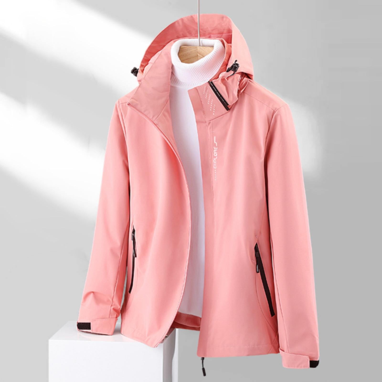 Dyfzdhu Women Hardshell Rain Jacket Detachable Hood Outdoor Waterproof