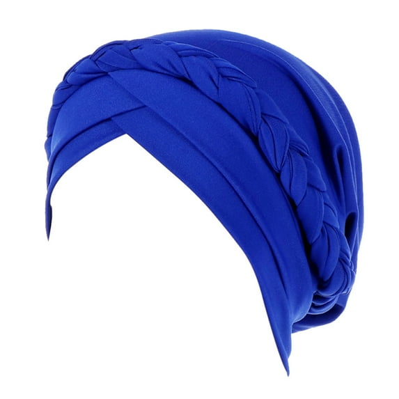 Dyfzdhu Women India Hat Muslim Solid One Tail Chemo Beanie Scarf Turban Warm Wrap Cap Blue