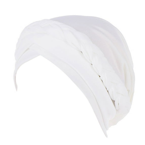 Dyfzdhu Women India Hat Muslim Solid One Tail Chemo Beanie Scarf Turban Warm Wrap Cap White