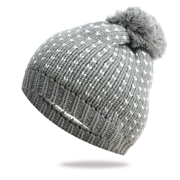 Dyfzdhu Women Knit Slouchy Beanie Chunky Baggy Hat With Pompom Winter Soft Warm Ski Cap Gray
