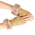 thumbnail image 1 of Dyfzdhu Women Knitted Wool Fingerless Gloves Faux Wool Half Finger Short Warm Gloves, 1 of 4
