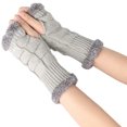 thumbnail image 1 of Dyfzdhu Women Knitted Wool Fingerless Gloves Half Finger Short Warm Gloves Gray, 1 of 5
