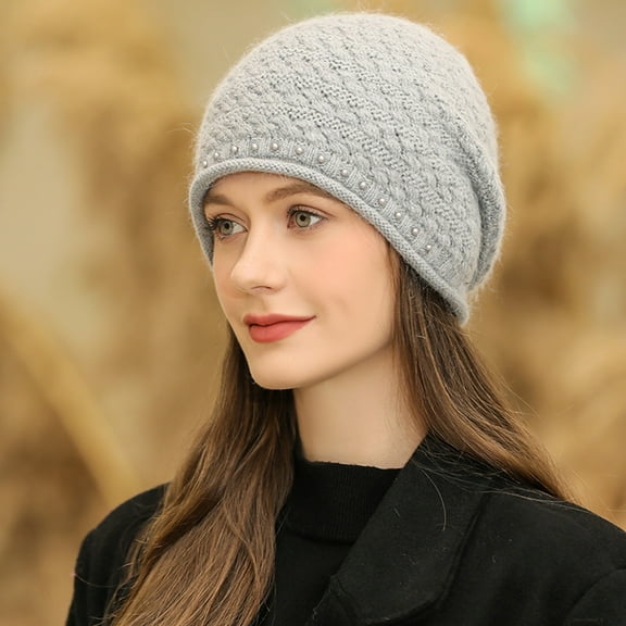 Dyfzdhu Women Lined Knit Acrylic Winter Hat Mens Silk Soft Casual Warm Gray