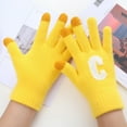 thumbnail image 1 of Dyfzdhu Women Men Touch Screen Gloves Warm Stretch Knitted Letter Printing Golves Students Outdoor Yellow, 1 of 5