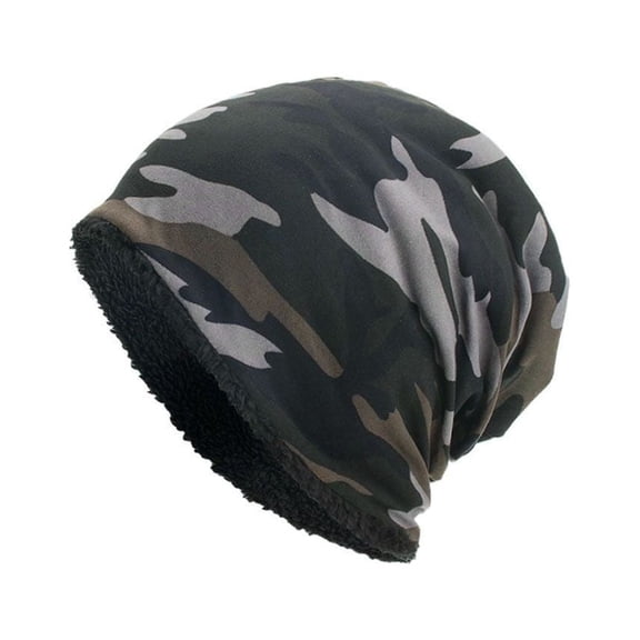 Dyfzdhu Women Men Warm Baggy Camouflage Crochet Winter Wool Ski Beanie Skull Caps Hat Black